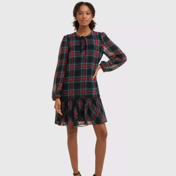 Draper James Rosanne Tartan Plaid Swing Shift Dress Sz Medium Lightweight EUC - Picture 3 of 15